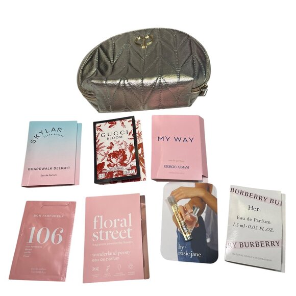 Lot of 8 Perfume Samples + Cle de Peau Cosmetics Bag – New - Picture 1 of 9